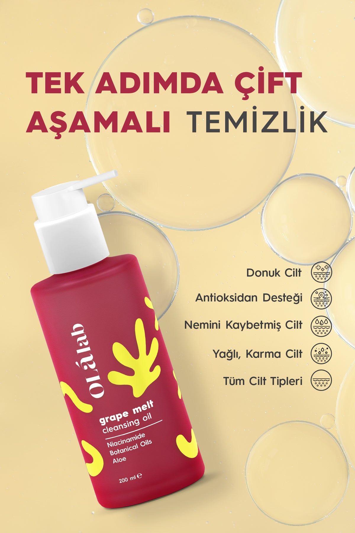 Arındırıcı Makyaj Temizleyici Çift Aşamalı Cilt Temizleme Yağı 200 ml